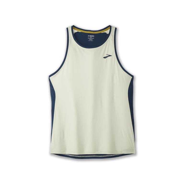 Brooks Mens Atmosphere Running Tank Top - Honeydew/Indigo Rush/Beige (375104-HBW)